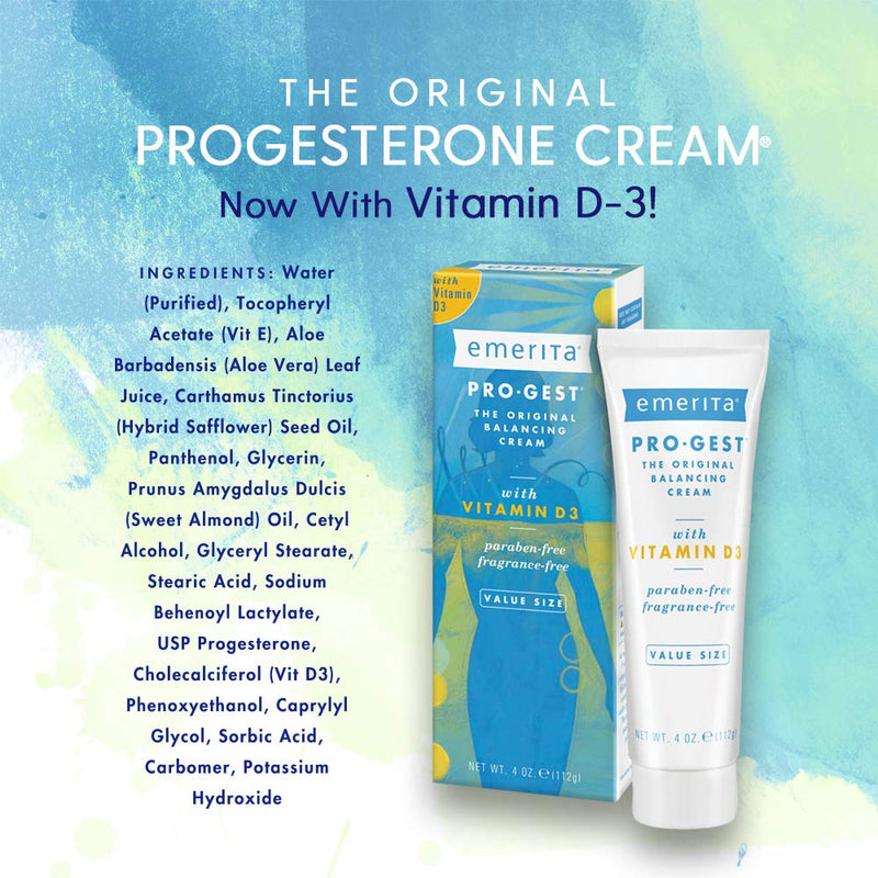 Emerita Pro-Gest Balancing Cream with Vitamin D3 | USP Progesterone Cream from Wild Yam for Optimal Balance at Midlife | 4 oz - NewNest Australia