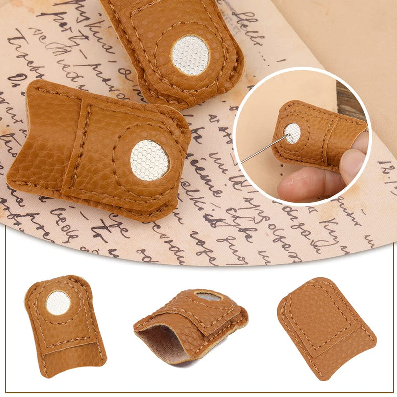 10pcs Hand-Working Sewing Thimble, Adjustable Metal Finger Shield Ring, Leather Coin Finger Protectors, Sewing Thimble Rings Cap Metal Shield for Knitting Quilting DIY Craft Tools - NewNest Australia