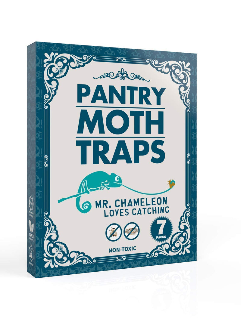 NewNest Australia - Mr.Chameleon Pantry Moth Traps with Pheromones Prime - Moth Protection - Sticky Glue Trap for Food and Cupboard Moths in Kitchen 7 Pack 