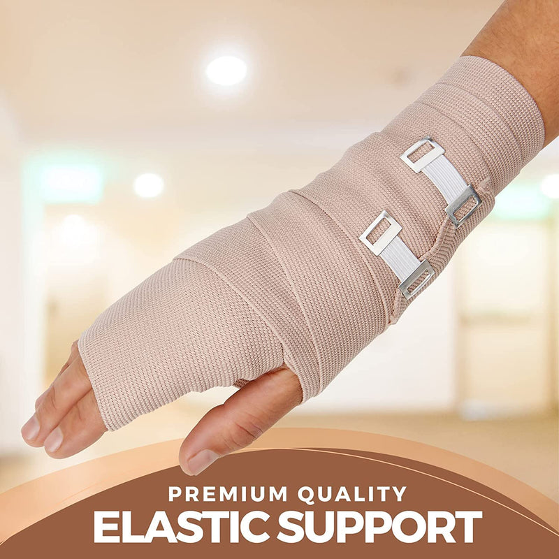 MEDca Elastic Compression Bandage Wrap - First Aid Bandages Roll Measures 2", 3", 4", 6" x 5 Ft with 4 Extra Hooks | Athletic Sports Stretch Wraps for Ankle, Wrist, Arm & Leg Sprains (Pack of 4) - NewNest Australia