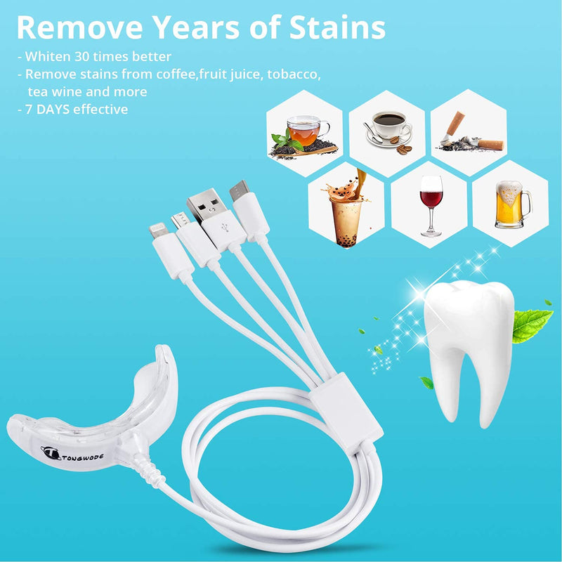 Teeth Whitening Accelerator Light, 16x Blue LED Light Mouth Tray Teeth Whitening Enhancer Light Trays Connected with iPhone/Android/USB for Home Use 1 Count (Pack of 1) - NewNest Australia
