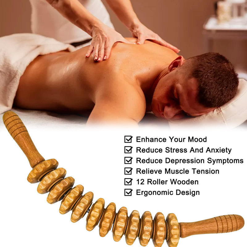 Wooden Fascia Roller, Premium Wooden Massage Roller, Wooden Fascia Stick, Massage Roller, Wooden Fascia Roller, For Muscle Relaxation, Body Shaping, Gua Sha Massage, Anti Cellulite, Beech - NewNest Australia