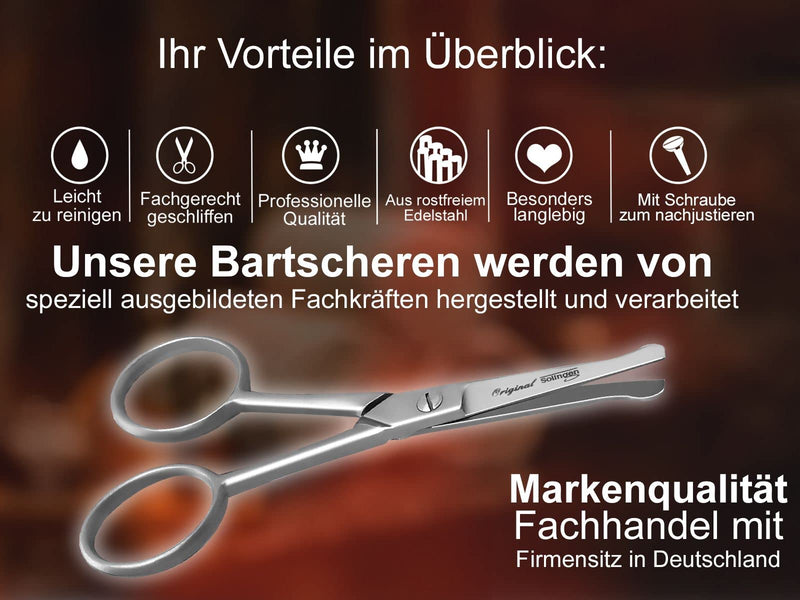 Solingen Beard Scissors Mustache Scissors 10.5 Cm With Sharp And Precise Cut Hair Scissors With One-Sided Micro Teeth And Rounded Ends For The Care Of Beard Hair And Nose Hair - NewNest Australia