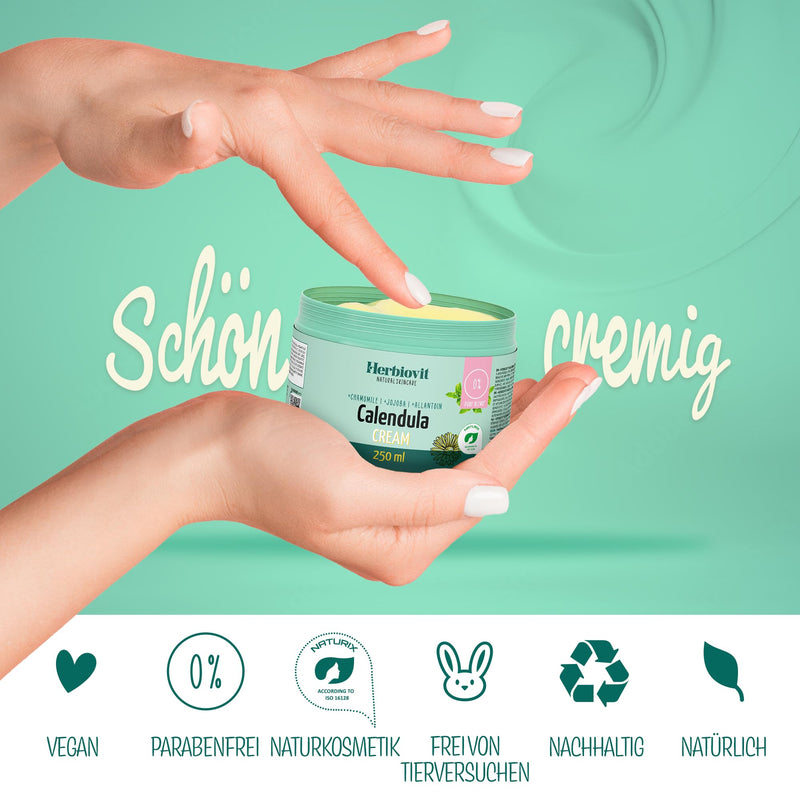 Herbiovit vegan calendula ointment with chamomile jojoba oil panthenol wound and healing ointment anti-inflammatory | Burn ointment for burns sunburn | Wound protection cream baby adults | 250ml natural cosmetics - NewNest Australia