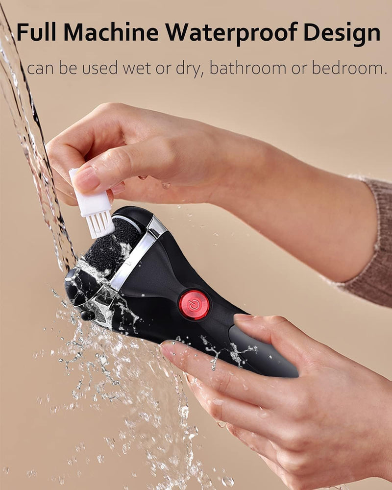 Jooayou Foot File Electric for Hard Skin, USB Rechargeable Waterproof Foot Scrub Callus Remover [with 3 Pumice Stone Rollers & 10 in 1 Foot Scraper Set] Foot Care Tool for Dry Dead Cracked Heel Black - NewNest Australia
