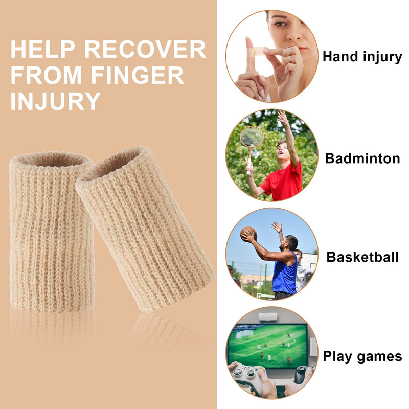 Heyu-Lotus 10 Pcs Finger Compression Sleeves Support,Breathable Finger Sleeve Protectors Thumb Brace Support for Finger Arthritis Swelling,Finger Splint Compression Protector for Pain Relief Beige - NewNest Australia