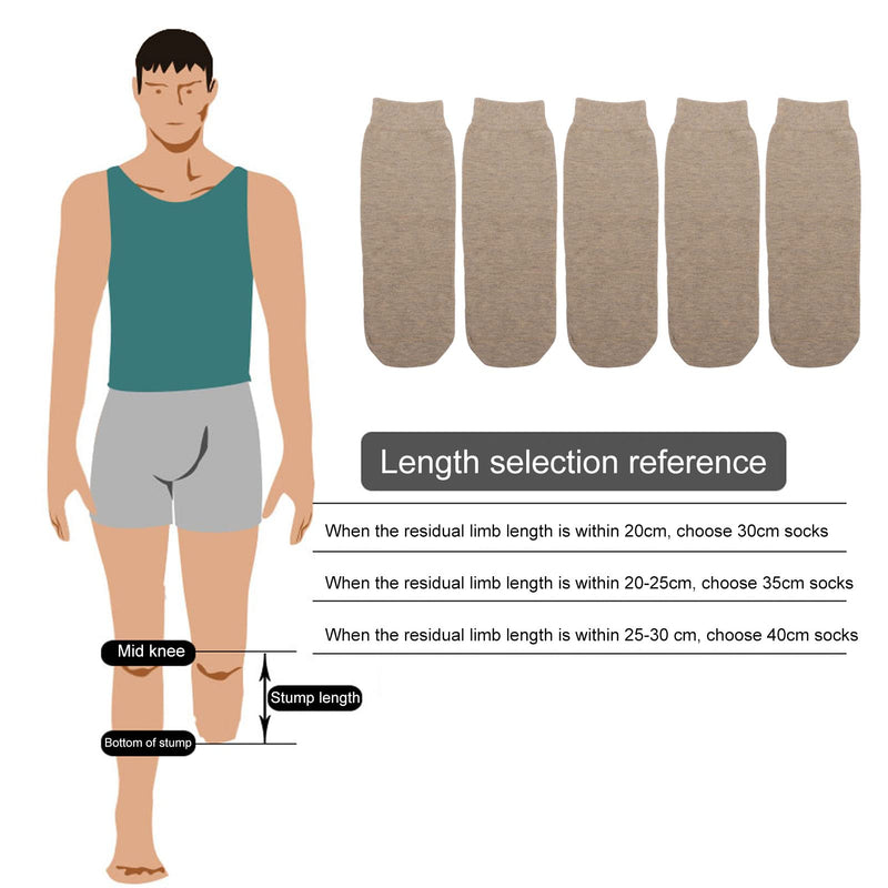 Amputee Sock, 5Pcs Soft Breathable High Elastic Cotton Below Knee BK Stump Shrinker Limb Compression Amputee Care Provide Warmth and Protection to Prosthetic Limb Portable Fine Knitting Stump(L) S L - NewNest Australia