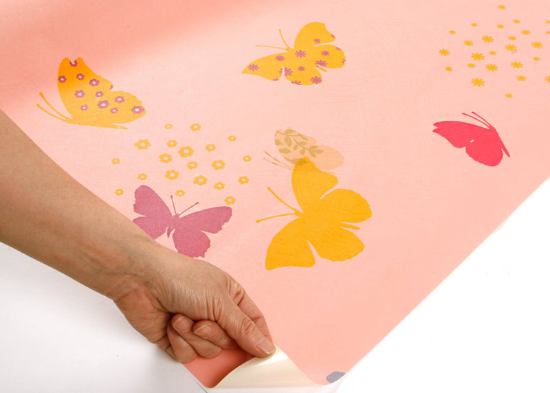 NewNest Australia - ROSEROSA Peel and Stick PVC Butterfly Instant Self-Adhesive Covering Countertop Backsplash Pink (GP9152-1 : 2.00 Feet X 6.56 Feet) 