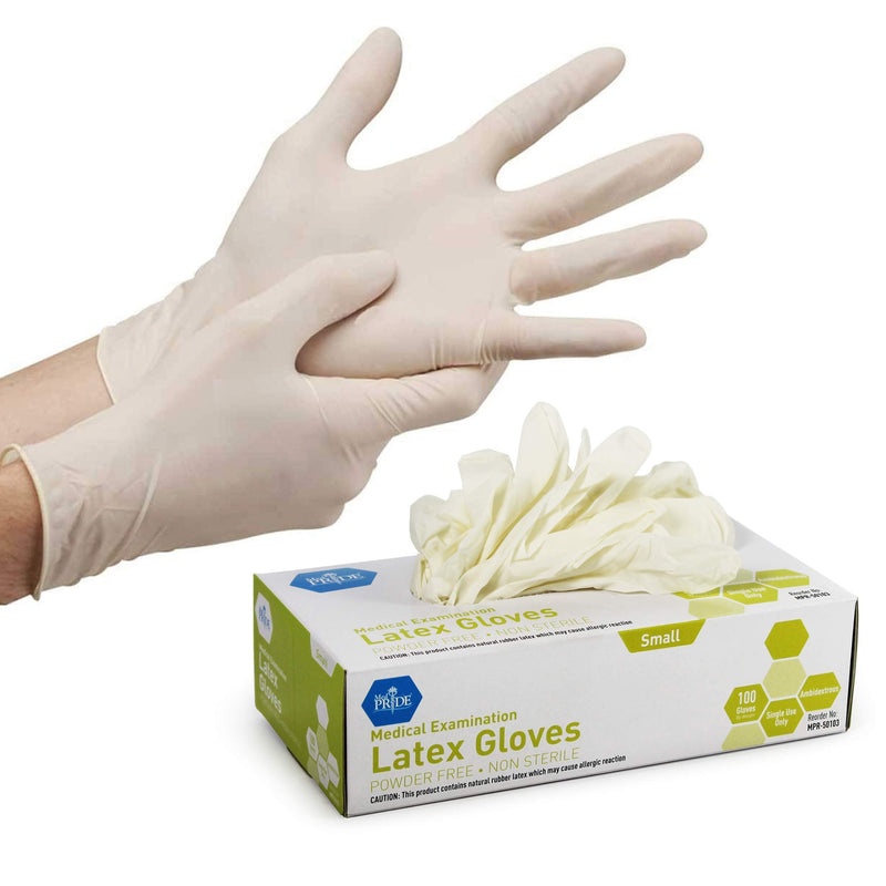 Medpride Medical Examination Latex Gloves| 5 mil Thick, Powder-Free, Non-Sterile, Heavy Duty Exam Gloves Small/100 - NewNest Australia