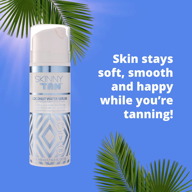 Skinny Tan Coconut Water Serum 145ml | Tanning Serum with Youth Boosting Q10 and Vitamin E | Instant Tan | Coconut And Vanilla Aroma| Cruelty Free & Vegan Skincare for Radiant Natural Glow - NewNest Australia