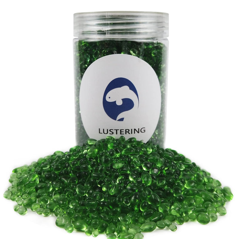 Lustering Decorative Round Flat Glass Beads,Glass Marbles,Glass Pebbles,Vase Filler Beads for Fire Pit Crafts Aquarium Garden Decoration,3-6mm,1-Pound Jar (Light Green) Light Green - NewNest Australia