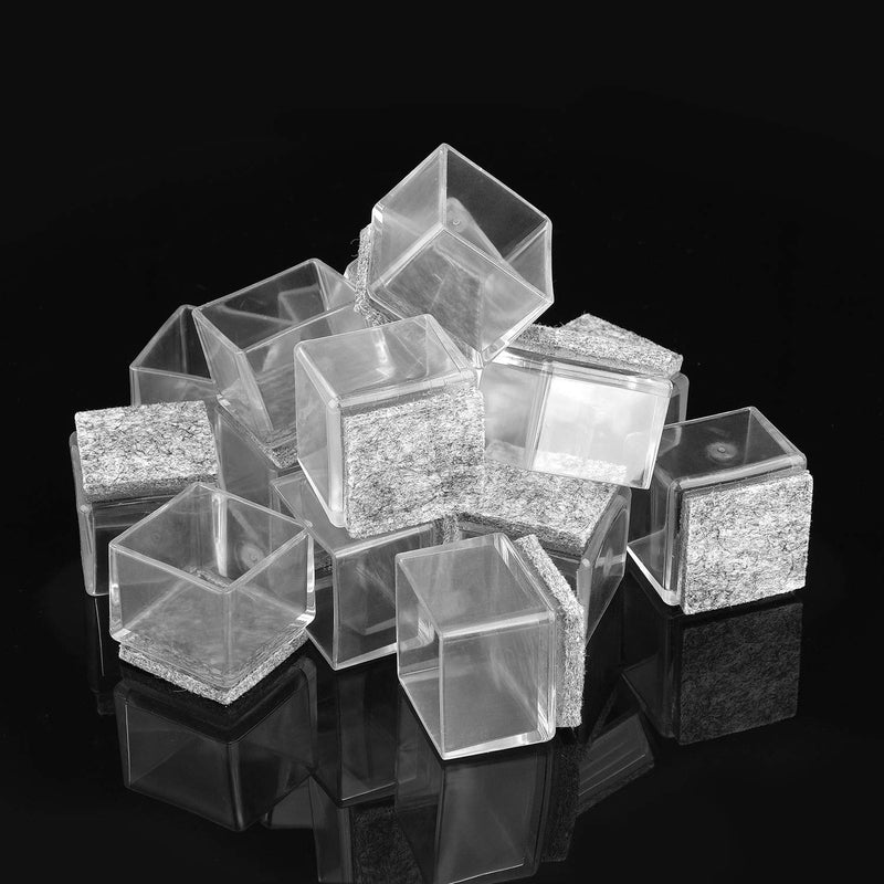 Anwenk 1''x1" Square Chair Leg Floor Protectors with Felt Pads 1inch 1 in Square Table Leg Protectors Chair Leg Caps Small, 16Pack,Clear 16Pack 1"x1"FeltPad - NewNest Australia