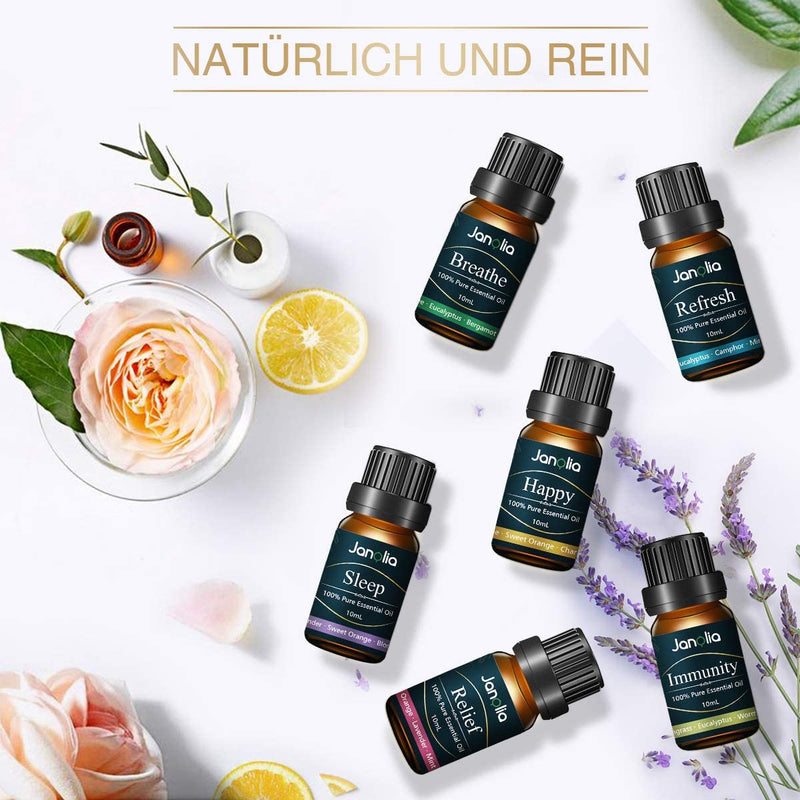 Janolia Essential Oils Set, Upgrade Package, Pure Natural Fragrance Oils Set for Diffuser, Relaxation, Sleep, Ideal Room - NewNest Australia