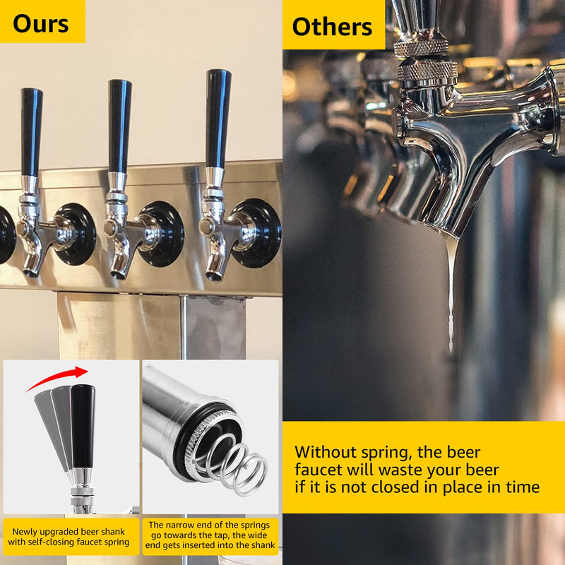 Dbgogo 3'' Draft Beer Faucet Shank Self-Closing Spring Assembly, Brewing No Leak Stainless Steel Core Kegerator Tap Through-Wall Beer Shank Dispenser Kit with 3-in-1 Kegging Tap Wrench Hose Clamp Silver 3'' - NewNest Australia