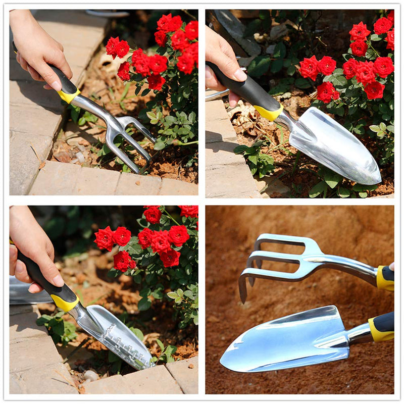 SXBBSMC Garden Tool Set - 3 Piece Aluminum Heavy Duty Gardening Hand Tools - Including Garden Trowel - Hand Shovel - Tilling Hand Rake - Gardening Gifts for Women Men and Kids. - NewNest Australia