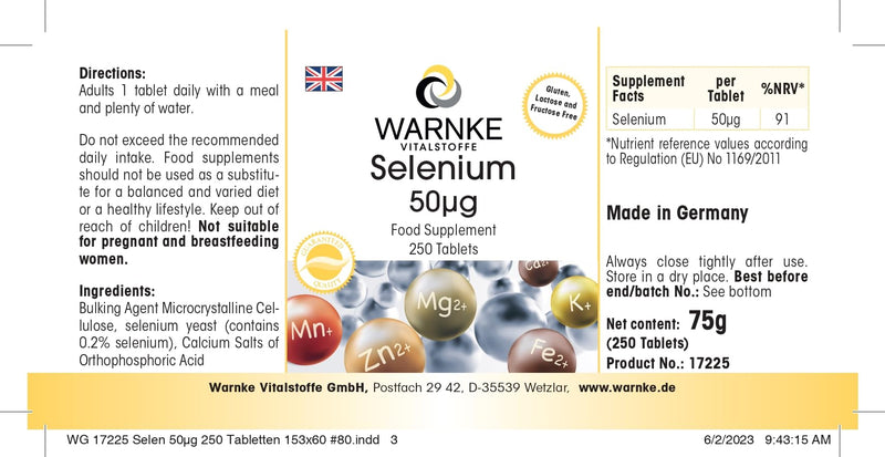 Selenium 50µg - from selenium yeast - vegan - 250 tablets - bulk pack | Warnke vital substances - NewNest Australia