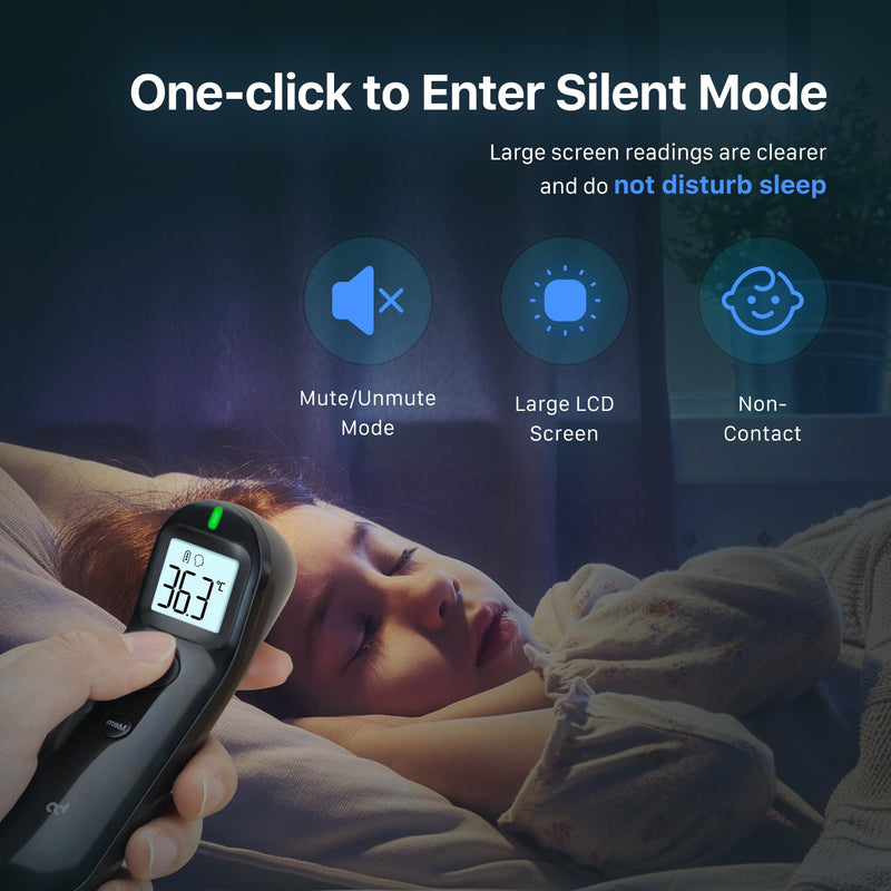 Fever thermometer contactless for babies and adults, digital forehead thermometer, infrared thermometer with immediate, accurate reading, fever alarm, black - NewNest Australia