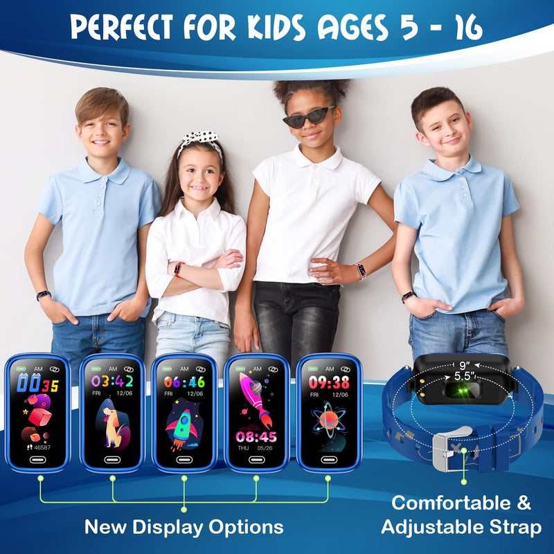 Inspiratek Kids Fitness Tracker for Age 5-16，2022 Upgraded Tracker Kids Watch，Waterproof Watch for Kids with Pedometer，Sleep Monitor & Calorie Counter，Fitness Watch for Kids Girls Boys Teen blue - NewNest Australia