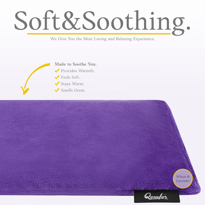 Grain pillow microwave - heat pillow wheat and lavender filled 48 x 15 cm - soft fleece heat pillow microwave for pain relief, neck, shoulder, back - purple - NewNest Australia