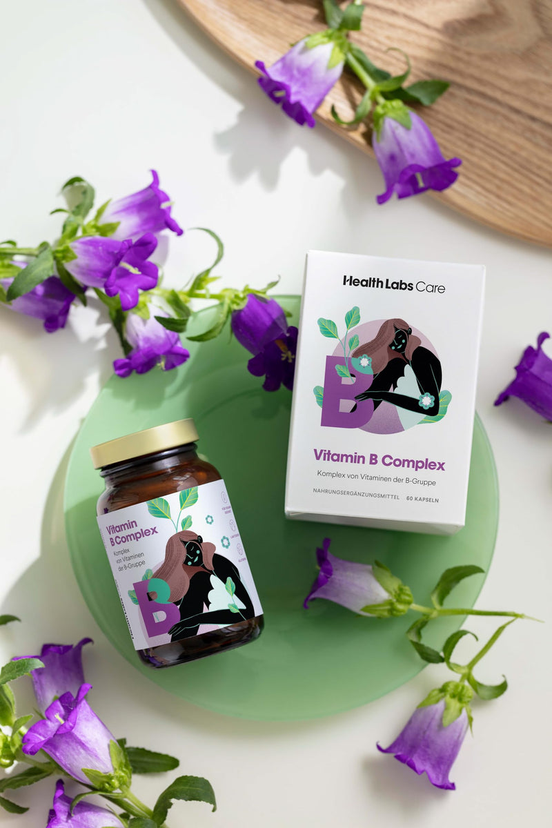 Health Labs Care Vitamin B Complex (B1, B2, B3, B6, B12) - Active Vitamin B Forms - Vegan - Supports the Nerves and Immune System - Combats Feelings of Fatigue - 60 Capsules - Vitamin B Complex - NewNest Australia