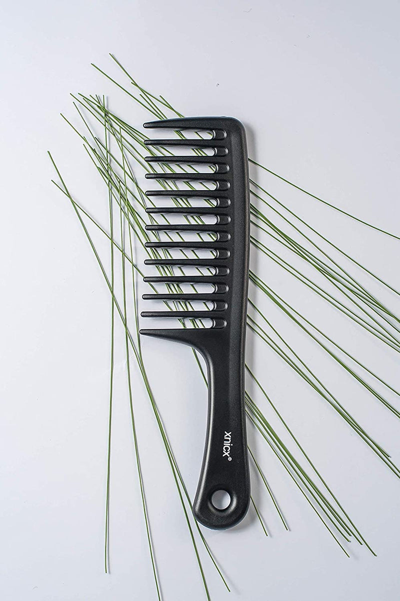 xnicx Wide Tooth Comb Afro Comb Detangling Hair Brush Wide Comb Detangler Comb Paddle Hair Comb Care Handgrip Comb-Best Styling Comb for Long, Wet or Curly Hair-Improve Blood Circulation Black Black Wide Tooth Comb - NewNest Australia