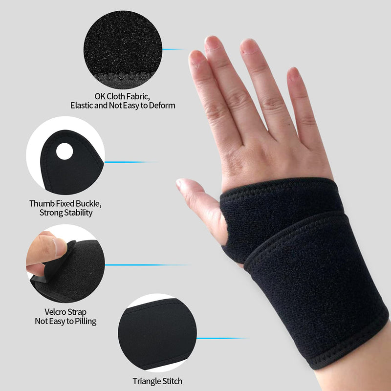 Wrist Support,1 Pair Compression Wrist Brace Hand Support Wrist Straps Breathable,One Size Fits Left or Right Hand Adjustable for Carpal Tunnel Tendonitis Fitness Weightlifting Arthritis Pain Relief 1 Pair - NewNest Australia