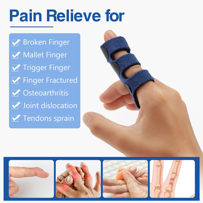 Echify Finger Splint - 2pcs Upgraded Finger Support Trigger Finger Brace with 3 Adjustable Fixing Belt Mallet Finger Splints for Straighten Broken Bent Finger & Arthritis Pain Relieve - NewNest Australia