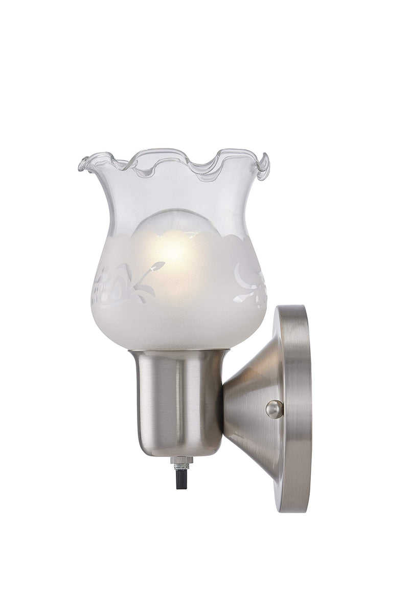 Gruenlich 1-Light Wall Sconce, Bathroom Vanity Lighting Fixture with ON/Off Switch, E26 Base 60W Max, Metal Housing with Glass, Nickel Finish - NewNest Australia