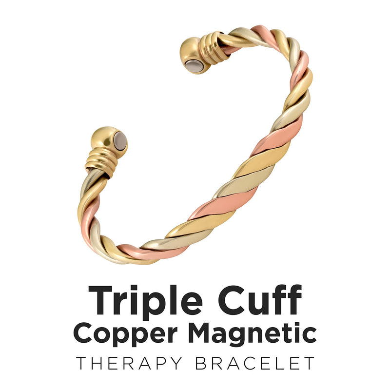 MAGNETJEWELRYSTORE Magnetic Therapy Copper Bracelet High Power Triple Cuff Large - Wrist Size 8 Inch - 9 Inch - NewNest Australia