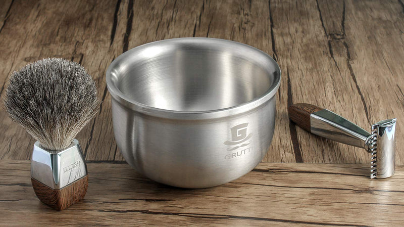 GRUTTI Shaving Lather Bowl, 4.13" Men's Durable Shave Soap Cup Shining Three-Layer 304 Heavy Duty Stainless Steel Heat Preservation Soap Bowl 4.13inches/10.5cm - NewNest Australia