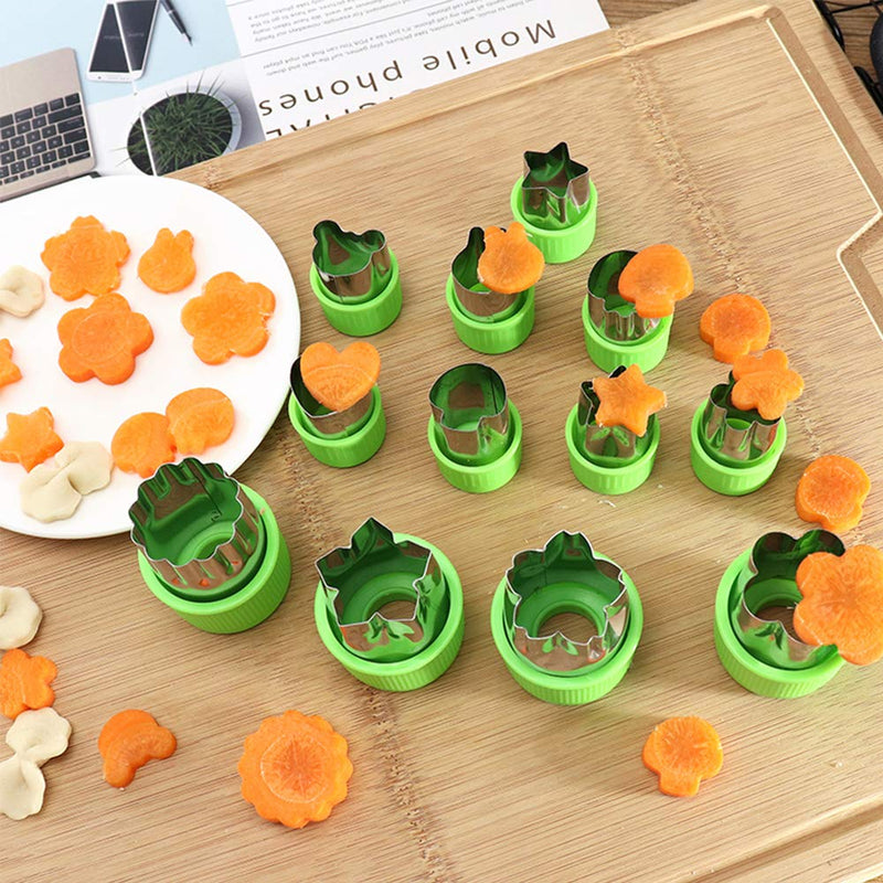 NewNest Australia - 14 Pcs Fruit Vegetable Cookie Cutters Shapes Sets Stainless Steel Food Mini Pie Cookie Stamps Mold for Kids Baking,Bento Box and Decorating Tools Cookie Cutters Set 