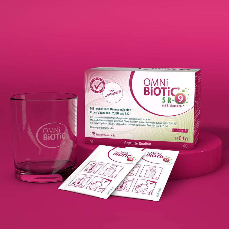 OMNi BiOTiC SR-9 with B vitamins | 28 servings (84g) | 9 bacterial strains | 15 billion germs per daily dose | powder| Vegan | Gluten free | Lactose free | For daily use - NewNest Australia