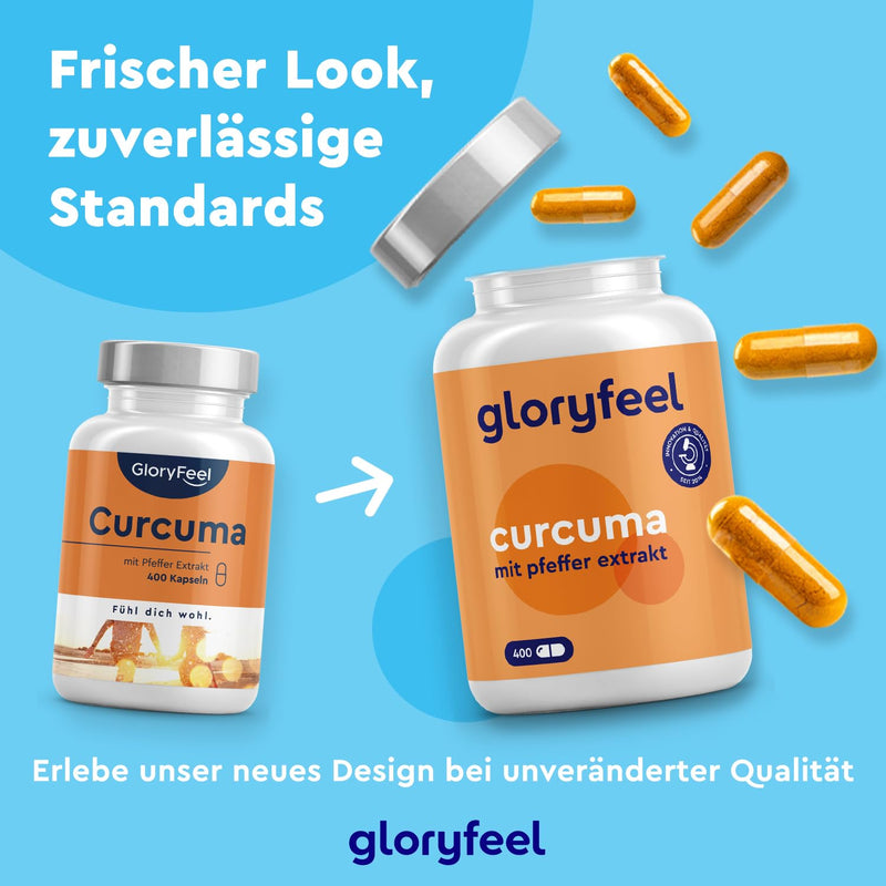 Turmeric 400 capsules (13 months) - Original turmeric powder from India - 700mg per capsule with curcumin & piperine - Laboratory tested, vegan, high dosage and made in Germany without additives - NewNest Australia