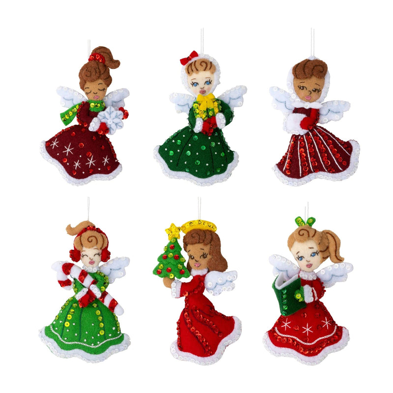 Bucilla Felt Applique Ornament Kit, Christmas Angels Set of 6 Felt Applique Ornament Making Kit, Perfect for DIY Needlepoint Arts and Crafts, 89493E - NewNest Australia