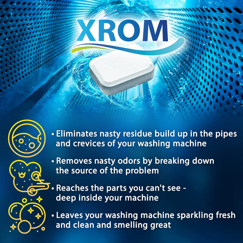 XROM Natural Washer Cleaner 3 in 1 Formula - Removes Odors, Limescale & Detergent Build-Up, Removes Hard Water Stains, For Front and Top Load, 6 Ct (Lemon) Lemon - NewNest Australia