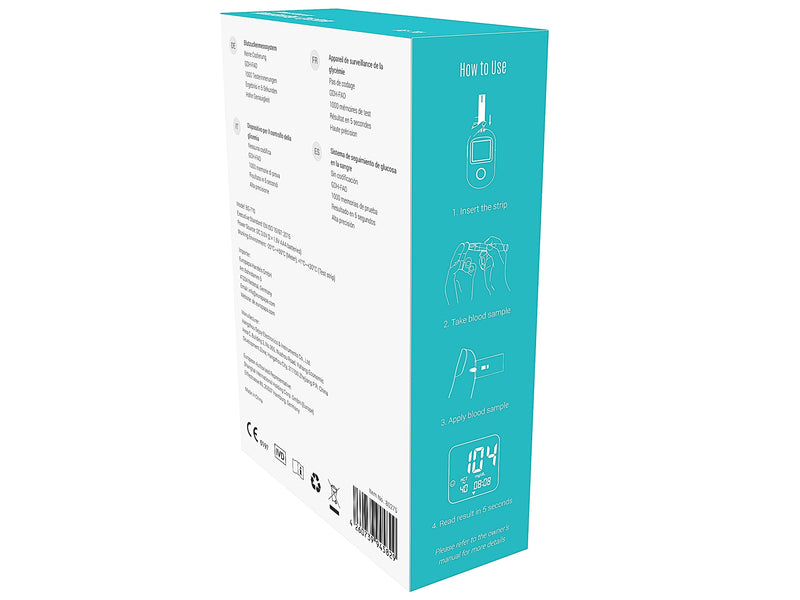 Europapa Blood Glucose Meter With 10 Pieces Of Blood Sugar Test Strips And 10 Pieces Of Blood Lancets And Lancing Device, Blood Sugar Measuring System Diabetes Set Mg/Dl For Blood Sugar Self-Monitoring (Black) Black - NewNest Australia