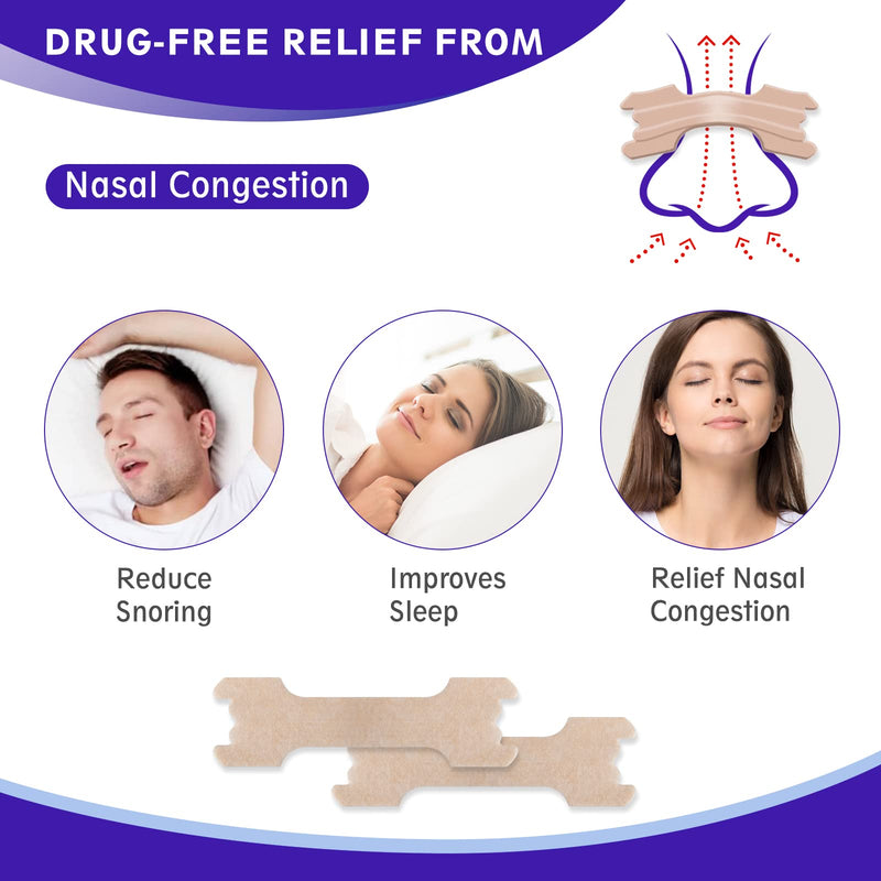 Nasal Strips, 120 Pieces Drug-Free Nose Strips to Stop Snoring and Relieve Nasal Congestion Improves Sleep Nasal Strips Snoring Anti Snore Strips - NewNest Australia