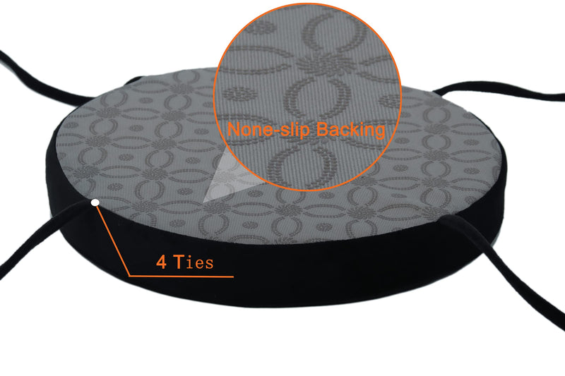Augld Bar Stool Cushion Round, 2 Pack Small Kids Chair Pad with Ties 12x12x2 Black 12"x12" - NewNest Australia