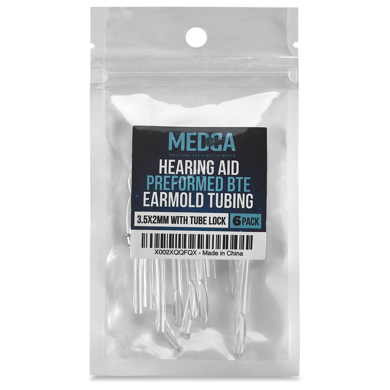 Hearing Aid Tubes - Size #13 Preformed BTE Earmold Tubing - (Pack of 6) 3.5 x 2mm with Gold Tube Lock Replacement Tube - Flexible Medium Wall Tubes Compatible with Most Hearing Aid Brands - NewNest Australia