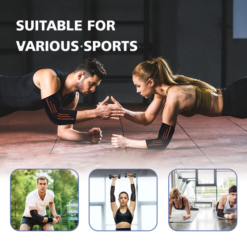 Dualeco Elbow Supports 2 Pack, Anti-Slip Elbow Support Brace for Men/Women, Breathable Elbow Brace for Joint Pain Relief/Arthritis/Recovery, Elbow Compression Sleeve for Weightlifting/Golfers L - NewNest Australia