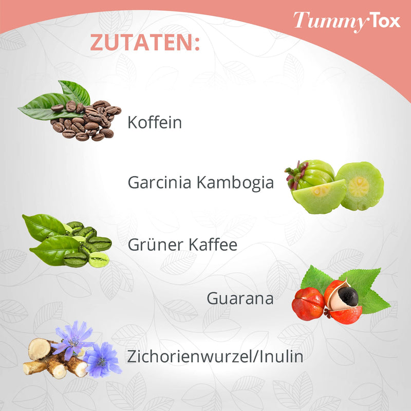 Tummyccino Caffeine Boost - Delicious Drink with Green Coffee Extract - Garcinia Cambogia and Guarana Extracts - 30 Sachets for 1 Month - With Free E-Book Guide - TummyTox - NewNest Australia