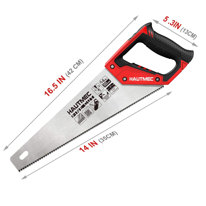 HAUTMEC 14 in. Universal Hand Saw - 11 TPI Fine Cuts Wood Saw - Professional Universal Saws for Wood, Laminate And Plastic - Crosscut Saw, HT0024 14 Inch - NewNest Australia