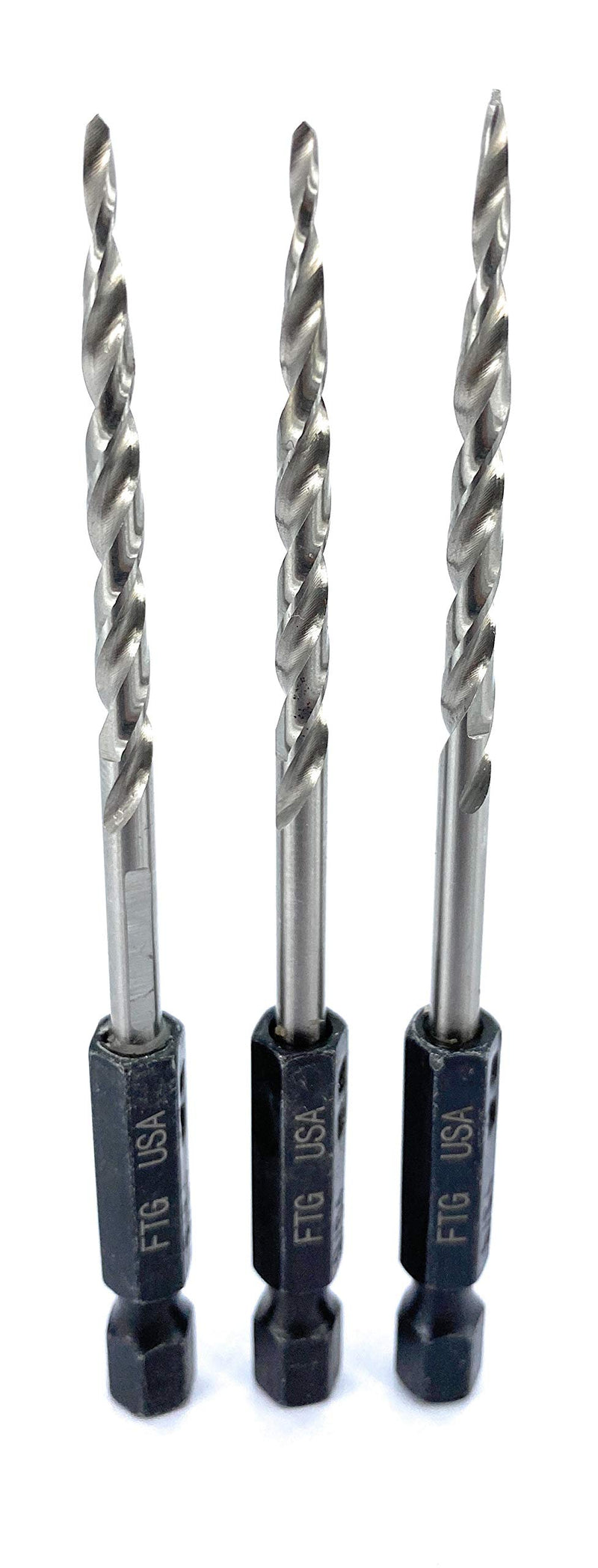 FTG USA 3 Piece Set Same Size #6 (9/64") Replacement Wood Countersink Bit Only - Value Pack - Woodworking Tapered HSS Drill Bit Only #6 9/64" - NewNest Australia