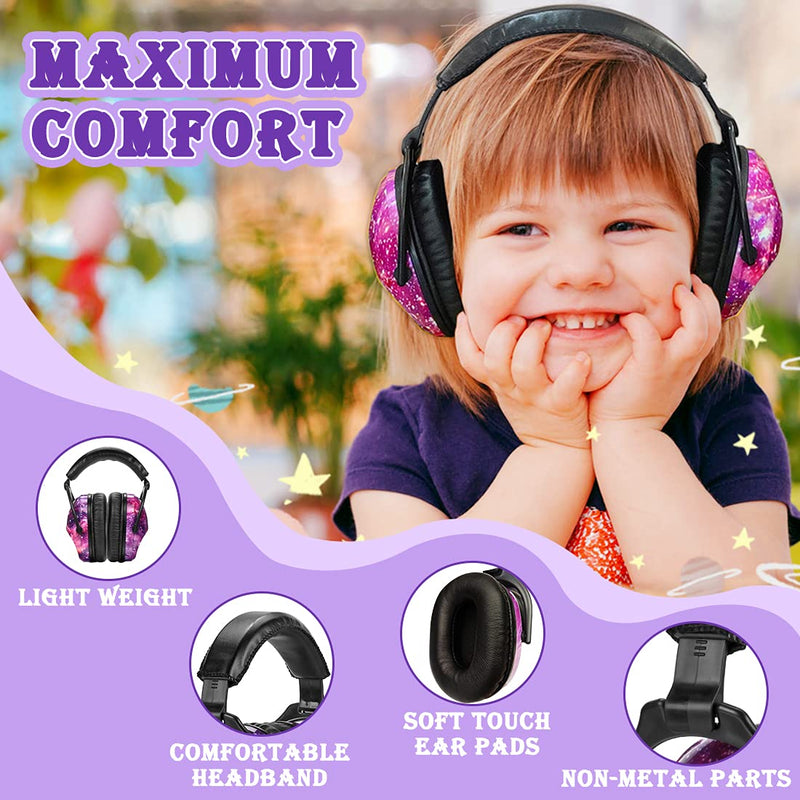 ZOHAN EM030 Kids Ear Protection Safety Ear Muffs, [Upgraded] Hearing Protectors for Children Have Sensory Issues, Adjustable Noise Reduction Earmuffs for Concerts, Fireworks, Air Shows - Nebula Print - NewNest Australia
