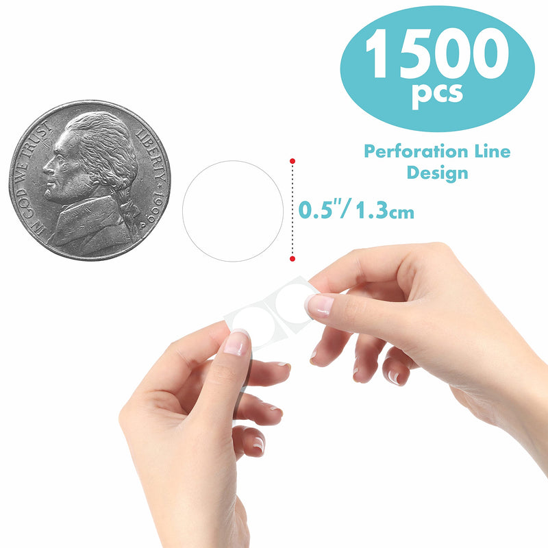 1500 PCS Round White Color Code Dot Stickers, Permanent Inventory Labels with Perforation Line in a Roll for Office, Retail, Home, Classroom, Warehouse( 1/2” in Diameter) 0.5" - NewNest Australia