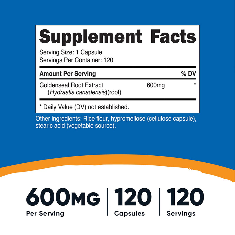 Nutricost Goldenseal Root 600mg, 120 Capsules - Non-GMO, Gluten Free, Vegetarian Capsules 120 Count (Pack of 1) - NewNest Australia