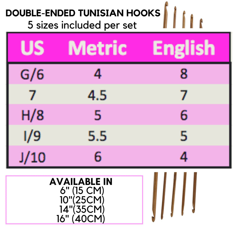 6-inch (15cm) Double Ended Tunisian Crochet Hooks, for Afghan Stitches and Socks (3 Free Patterns),Set of 5 Sizes G/4mm, 7/4.5mm, H/5mm, I/5.5mm and J/6mm, Same Size on Each end 5 sizes, US G-J (4-6mm) - NewNest Australia