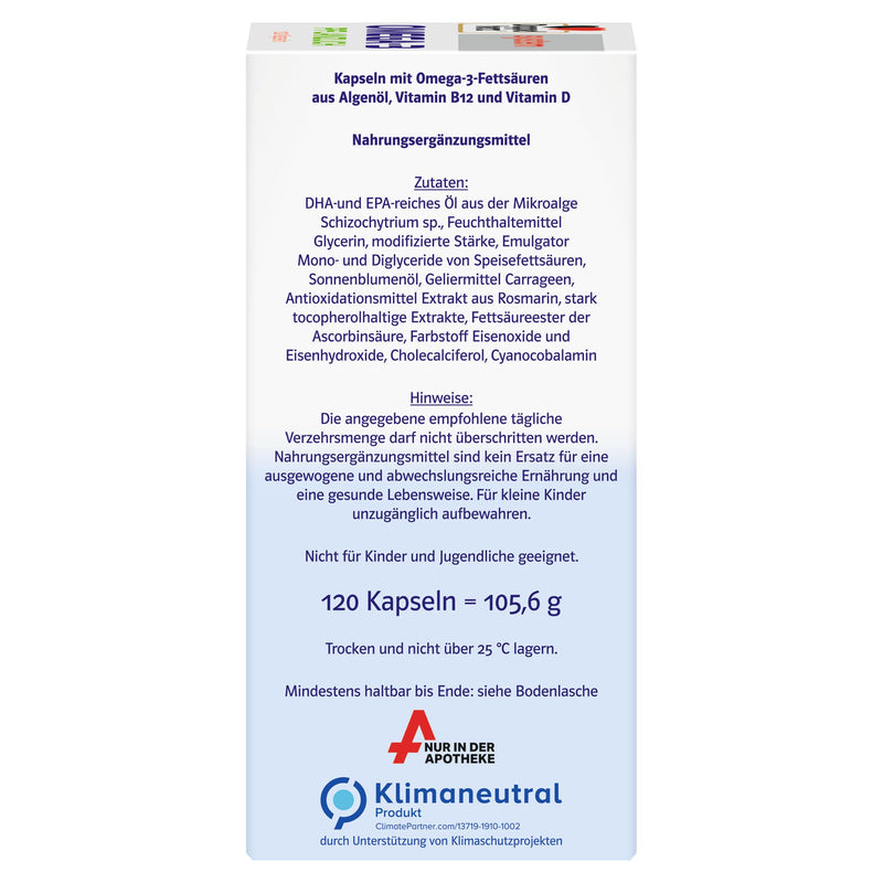 Doppelherz system OMEGA-3 VEGETABLE - algae oil - vitamin D as a contribution to the normal function of the immune system - 120 capsules 120 pieces (pack of 1) - NewNest Australia