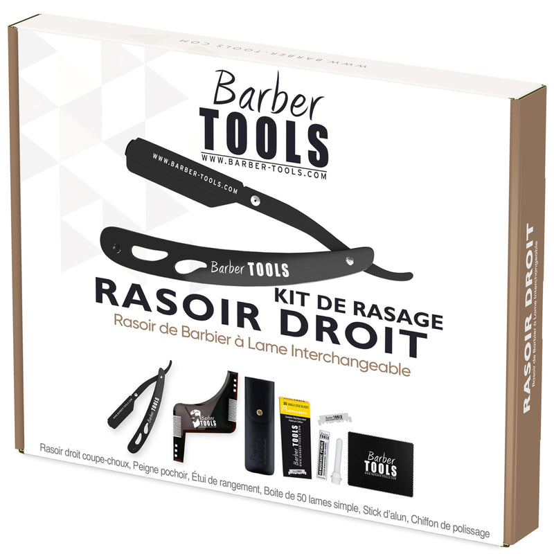 Men's shaving set - men's razor/barber knife - with 50 individual blades + cloth + alum pen + storage case + comb guide for shaving - BLACK - BARBER TOOLS - NewNest Australia