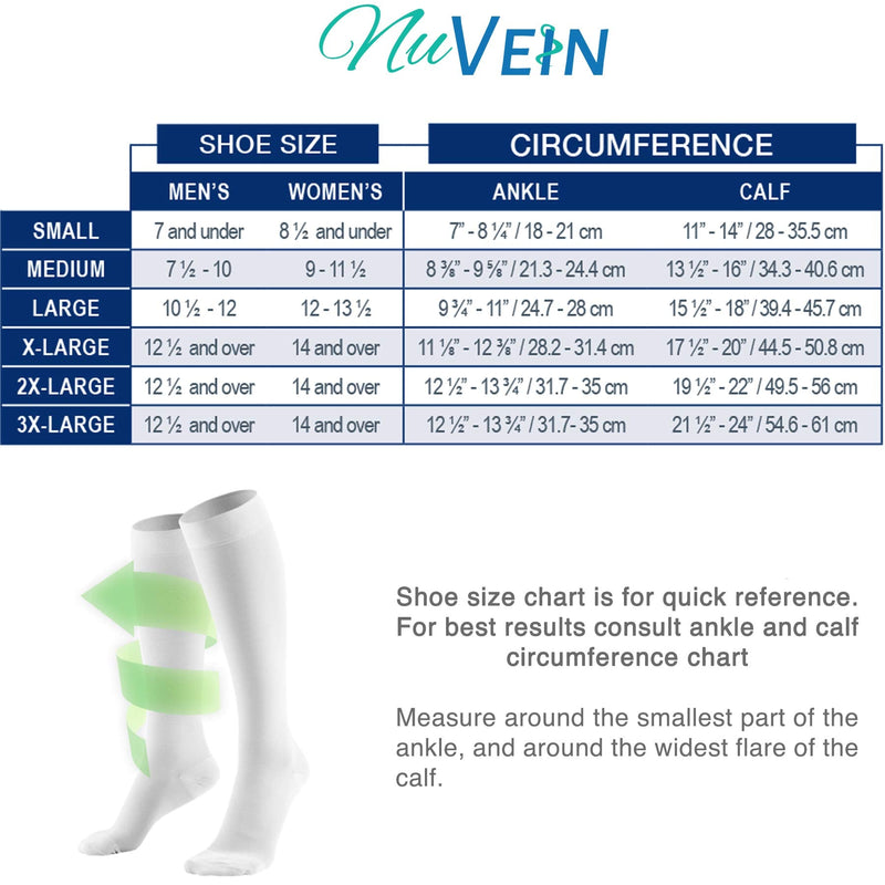 NuVein Surgical Stockings, 18 mmHg Support for Embolic Recovery, Medical Unisex Fit, Knee High, Closed Toe, White, Medium - NewNest Australia